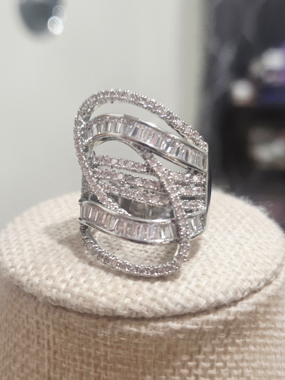 Elegant Multi-Row Statement Ring - Size 9